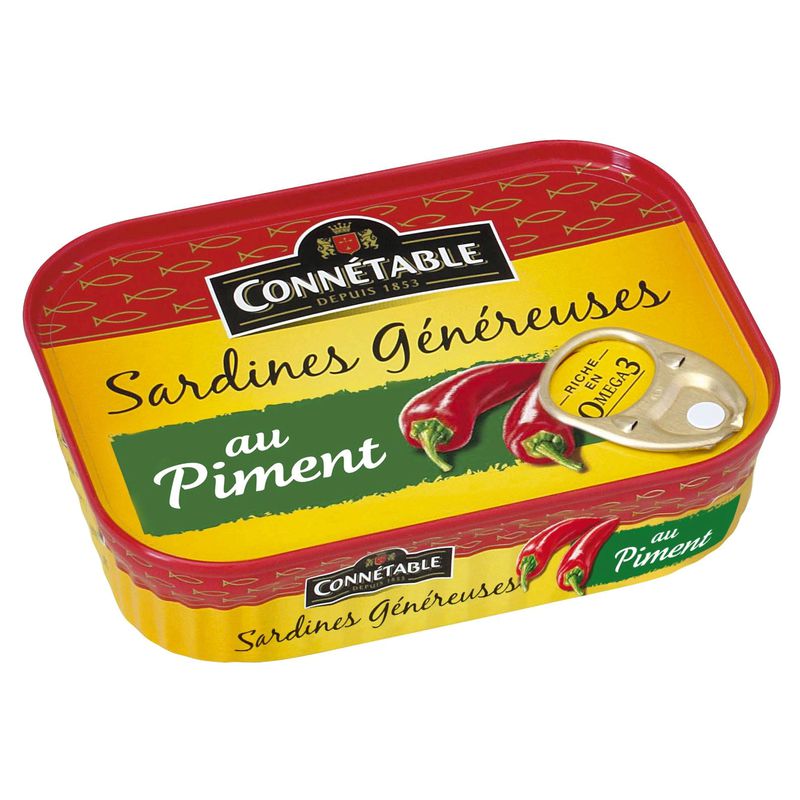 Connétable Sardinky v oleji s chilli papričkami, Francúzsko, plech 140g