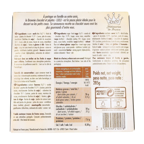 Lulli Patisseries Čokoládové brownie s kúskami čokolády, Francúzsko, krabica 285g