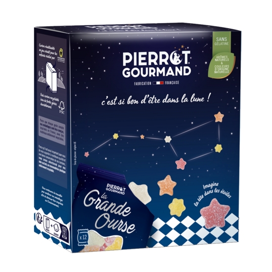 Pierrot Gourmand Gumené cukríky hviezdičky Vegan, Box 12 mini balíčkov, Francúzsko 264g