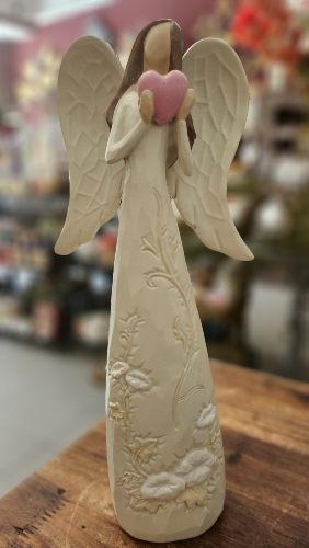 Anjel s ružovým srdcom ,krémový 31cm
