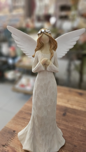 Anjel s čelenkou, sivo béžový 23cm