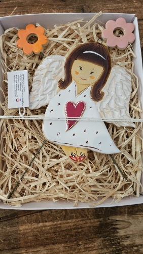Anjelik dievčatko 12cm+ 2x zápich kvetinka 