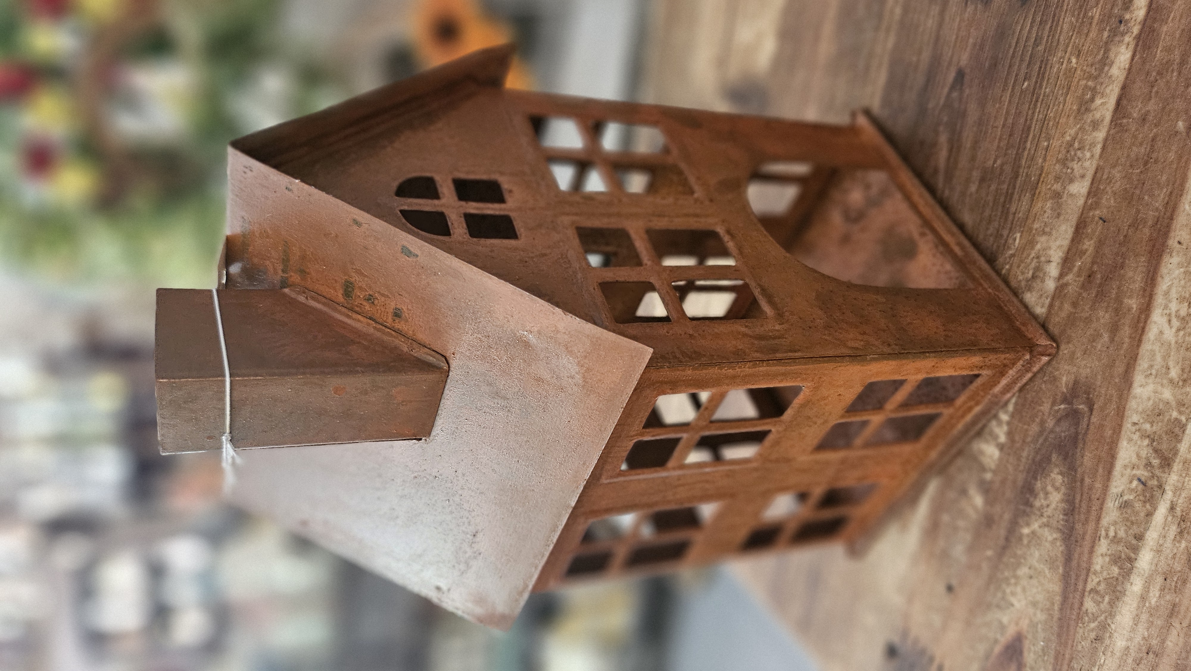 Domček1,hrdzavý na sviečku -20x10cm