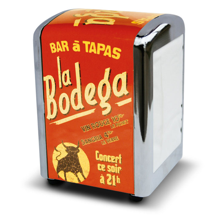 Stojan na servítky 8,5x12 "Bodega" 10x9x14 cm, plech+servítky