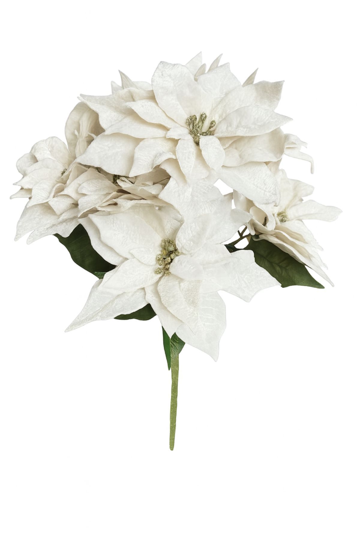 Biela kytica vianočných ruží sametová 65cm