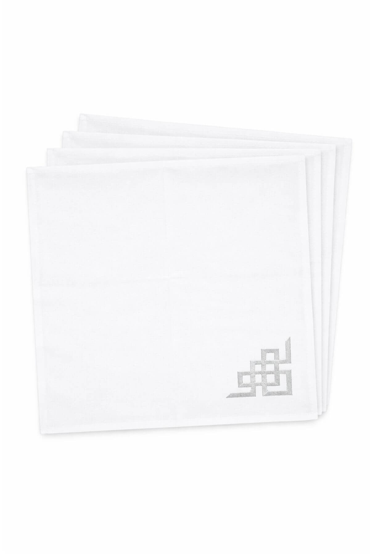 Bielo strieborné luxusné obrúsky 4ks 40cm