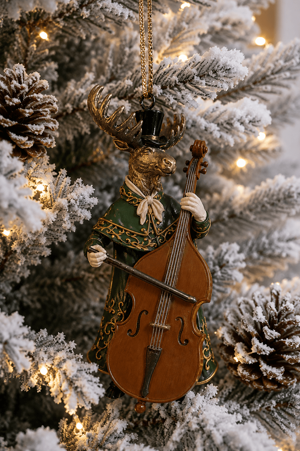 Jeleň muzikant vianočná ozdoba 12cm