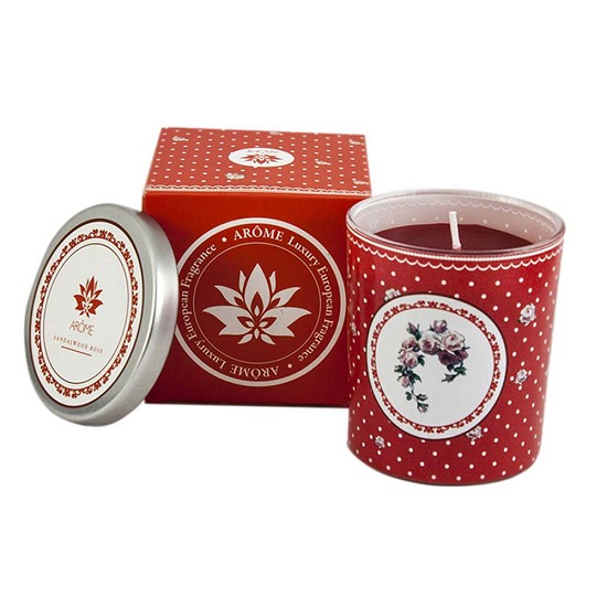 Vonná sviečka "Elegant red" ruže + santalové drevo, 160g