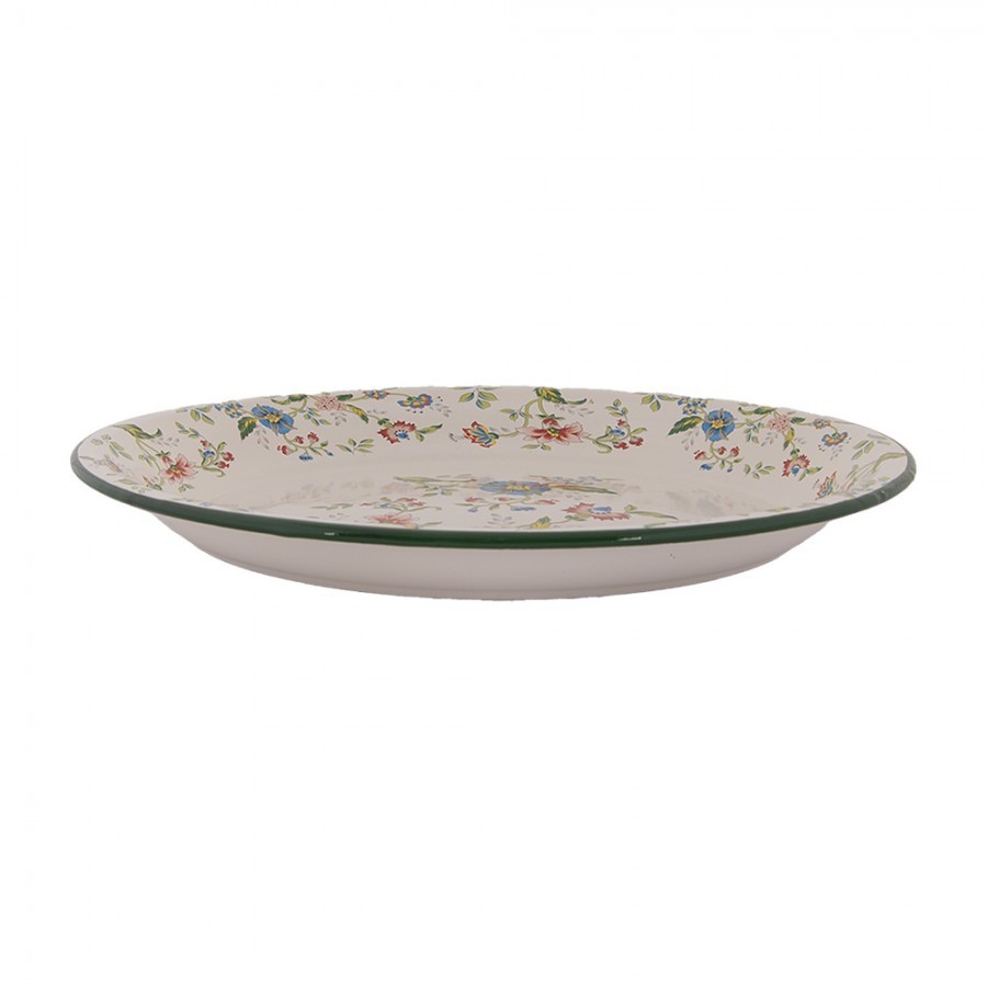  Béžový dekoračný smaltovaný tanier s kvetmi Vintage - Ø 30*3 cm Béžový dekoračný smaltovaný tanier s kvetmi Vintage - Ø 30*3 cm Clayre & Eef Béžový dekoračný smaltovaný tanier s kvetmi Vintage - Ø 30*3 cm