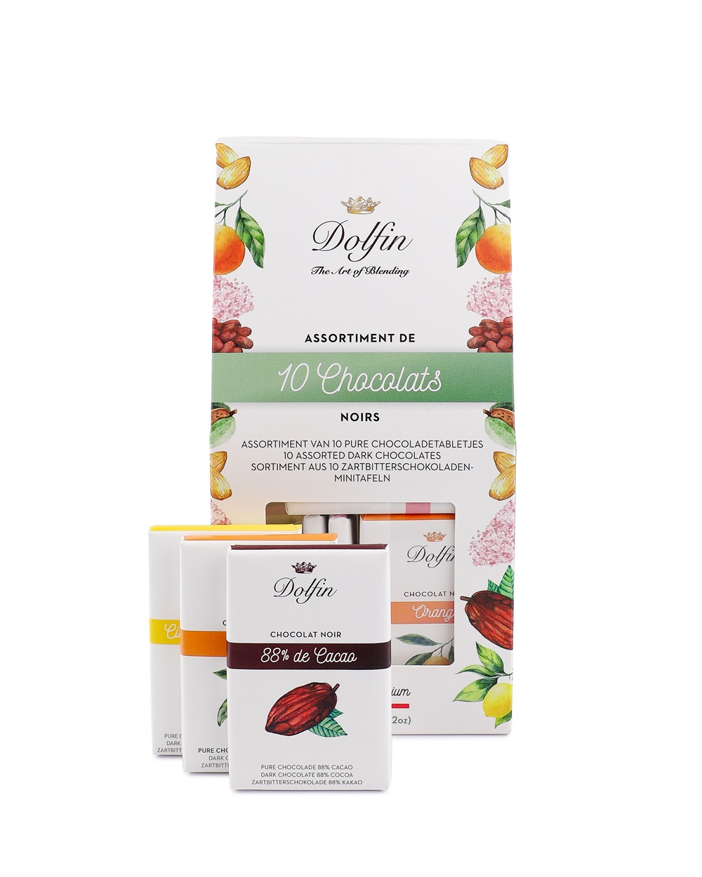 Dolfin – BOX Výber tmavých 10 ks tabuliek o hmotnosti 10g, 5 príchutí, 100 g
