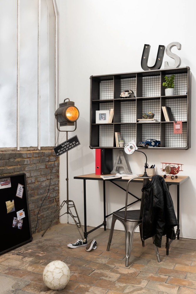 Čierna kovová stojacia lampa Industrial - 60*50*170cm