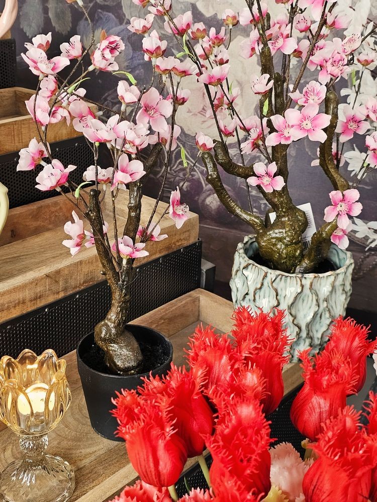 Dekorácia umelý stromček čerešňa s ružovými kvetmi Cherry Blossom - 18*18*70 cm