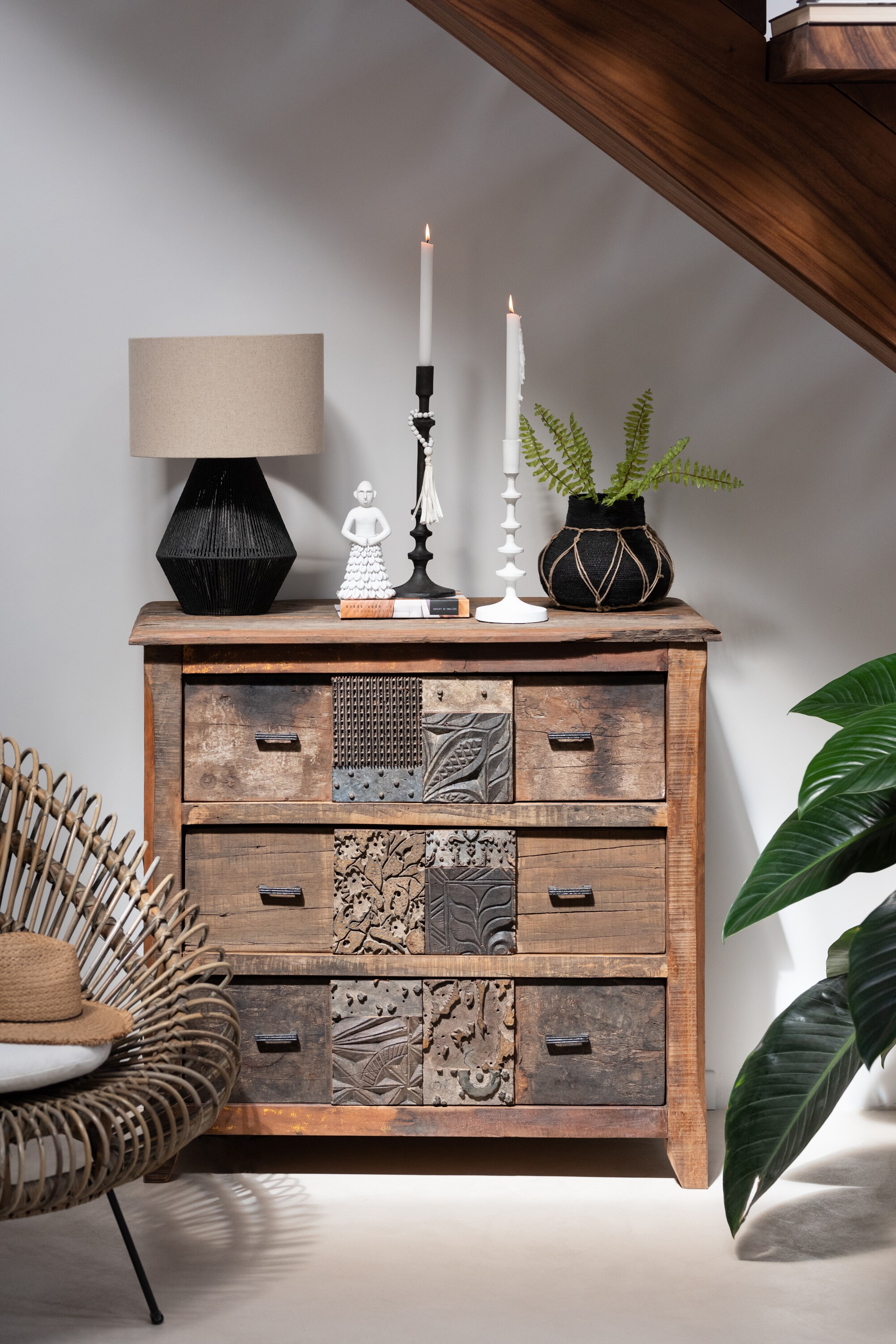 Drevená vintage komoda Anne - 100*95*50cm