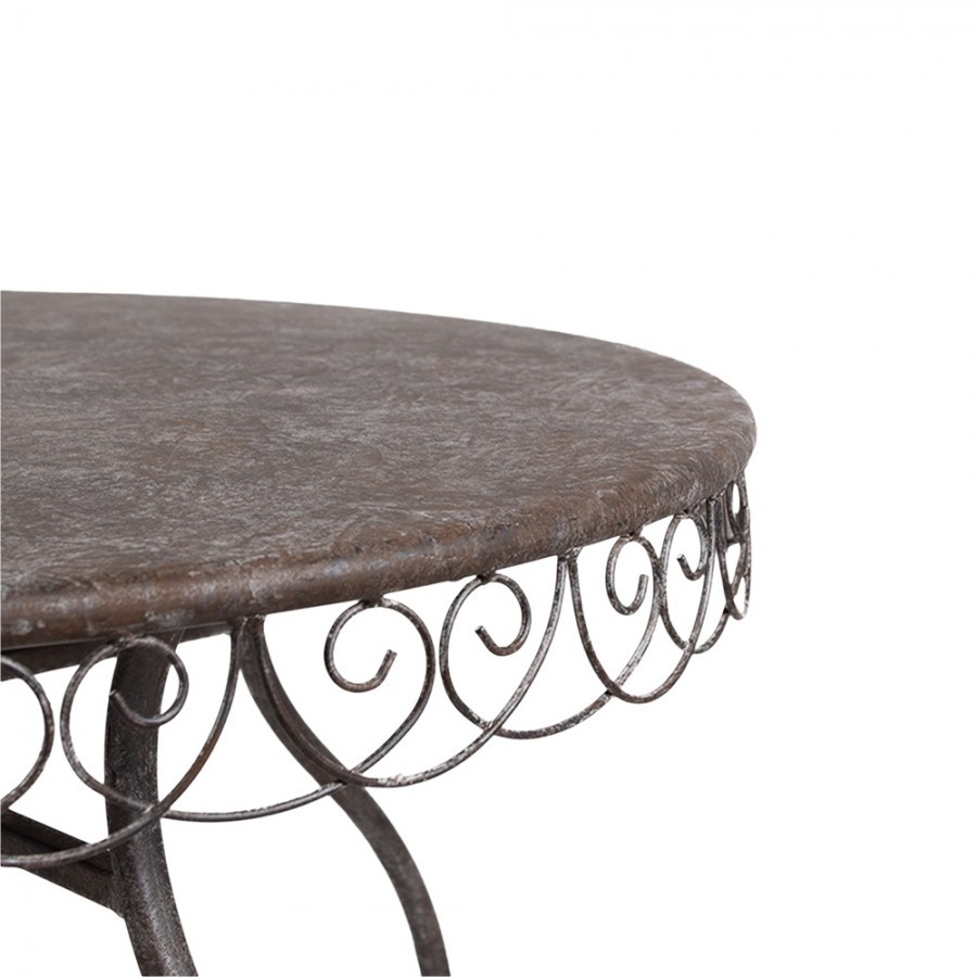 Hnedý antik kovový bistro stolík Frenchia - Ø 70*75 cm