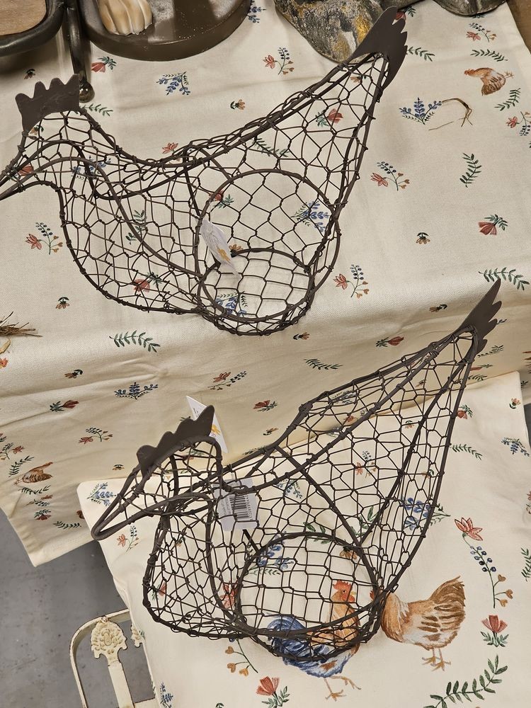 Hnedý drôtený dekoračný košík sliepočka Chicken - 37*16*32 cm