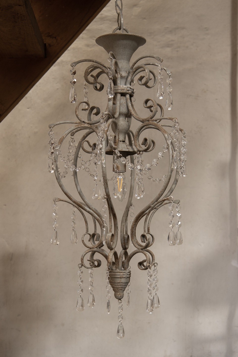 Kovové vintage svetlo so skleneným závesom – Ø 32*70 cm E14/max 1*25W