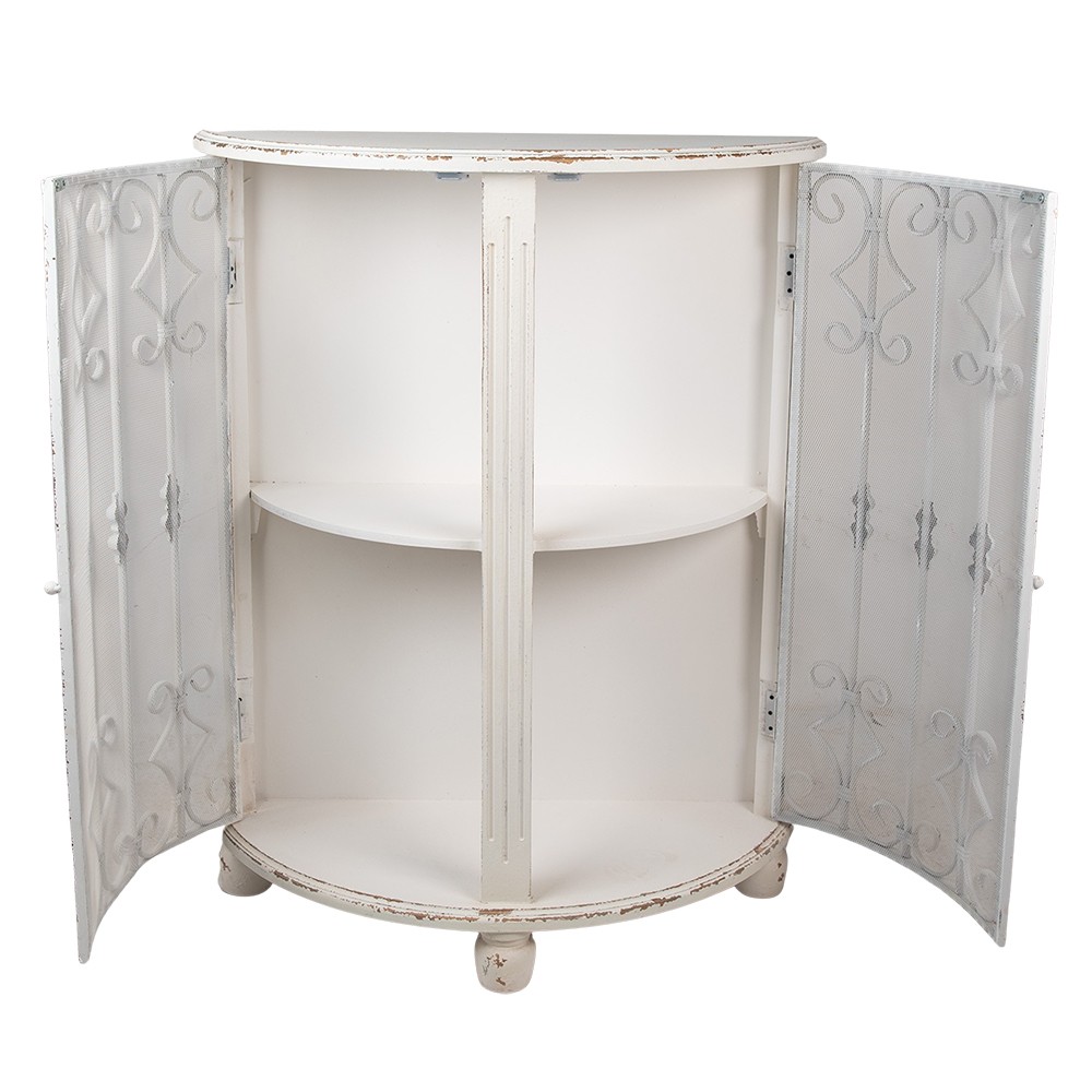 Krémová antik polguľatá drevená skrinka Kolun - 81*32*103 cm