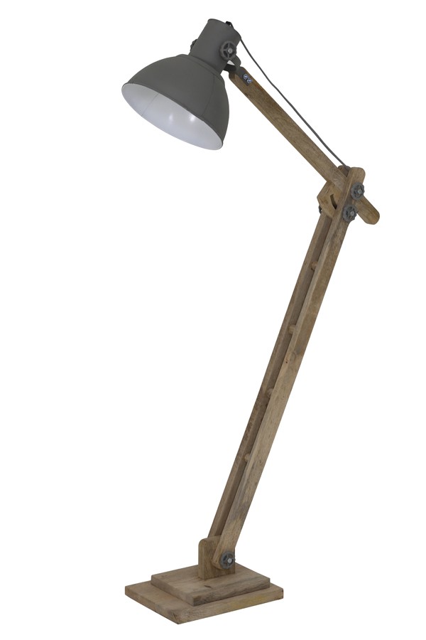 Sivá drevená stojacia lampa Elmer cement - 84*26*125 cm
