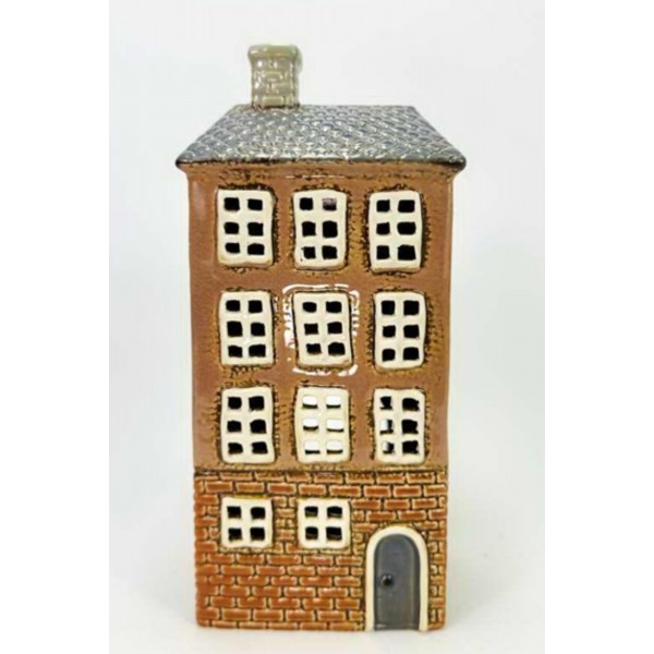 Keramický domček na čajovú sviečku, hnedý 24,5x11x9,5 cm