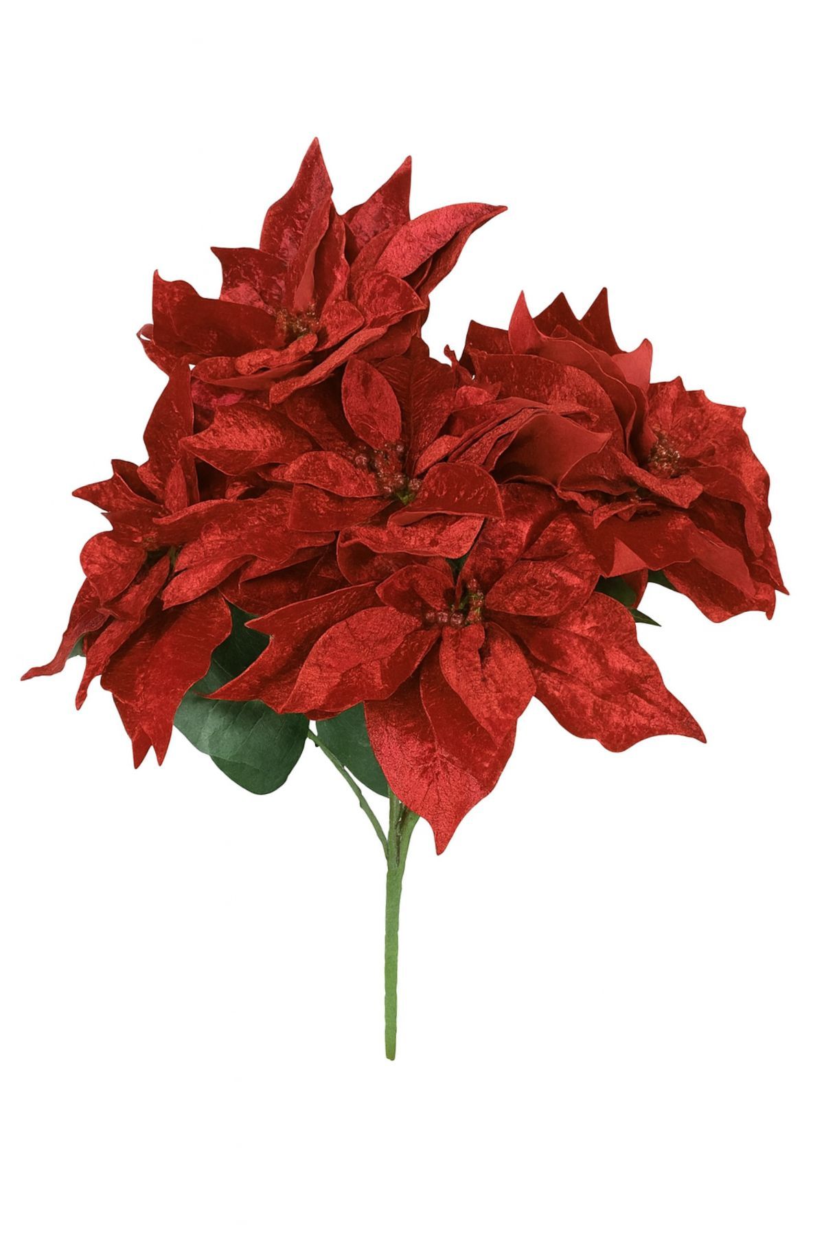 Červená kytica vianočných ruží sametová 65cm