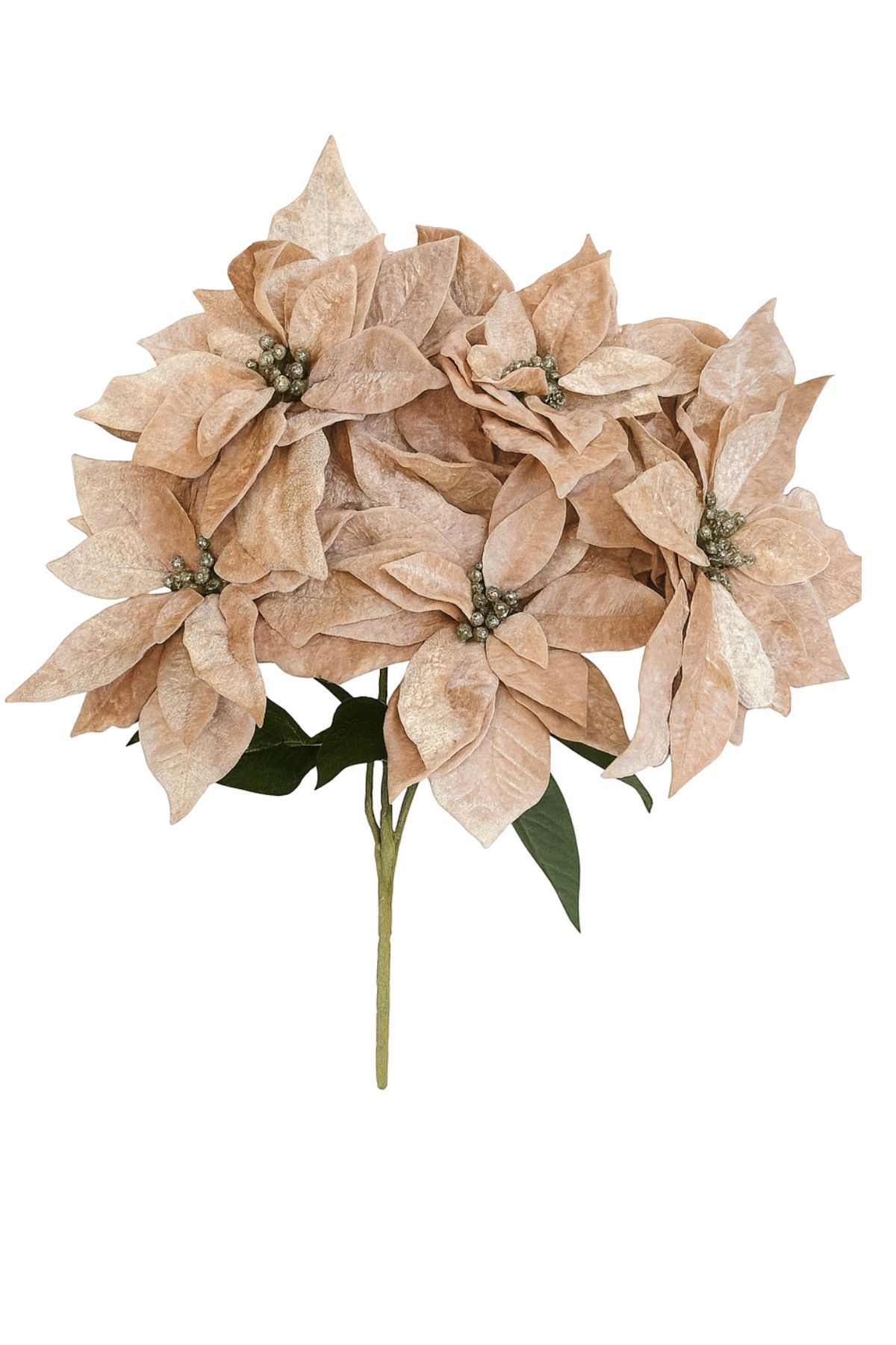 Krémová kytica vianočných ruží sametová  65cm