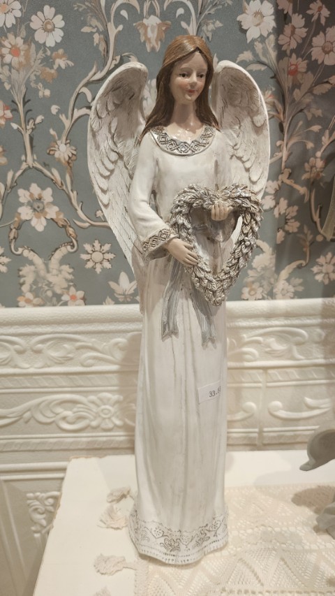 Anjel - strieborné srdce, 37cm 