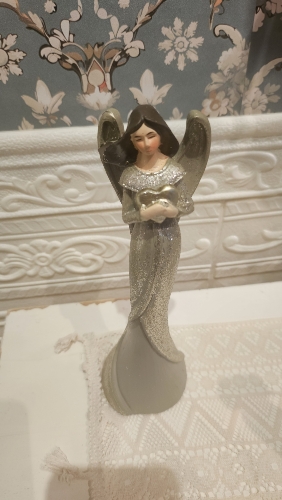 Anjel strieborný trblietavý, 22cm 
