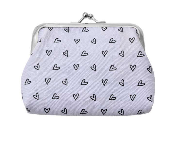 Bielo - čierna peňaženka so srdiečkami Heart - 8*12 cm