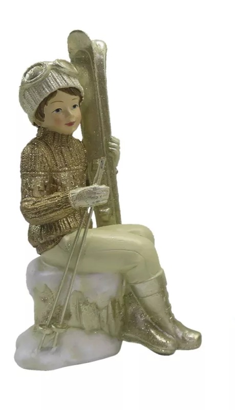 Chlapec s lyžami,  10*7*18 cm