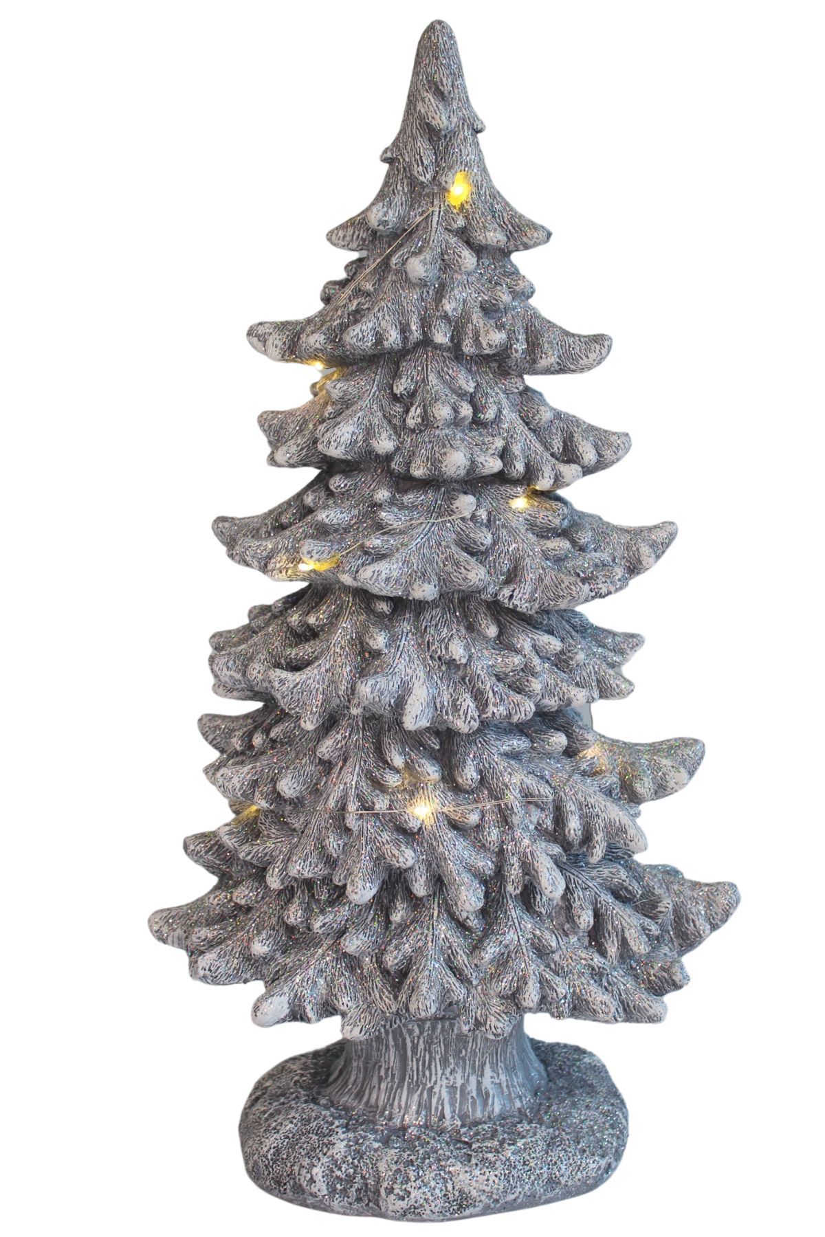 Strieborný svietiaci vianočný stromček 49cm