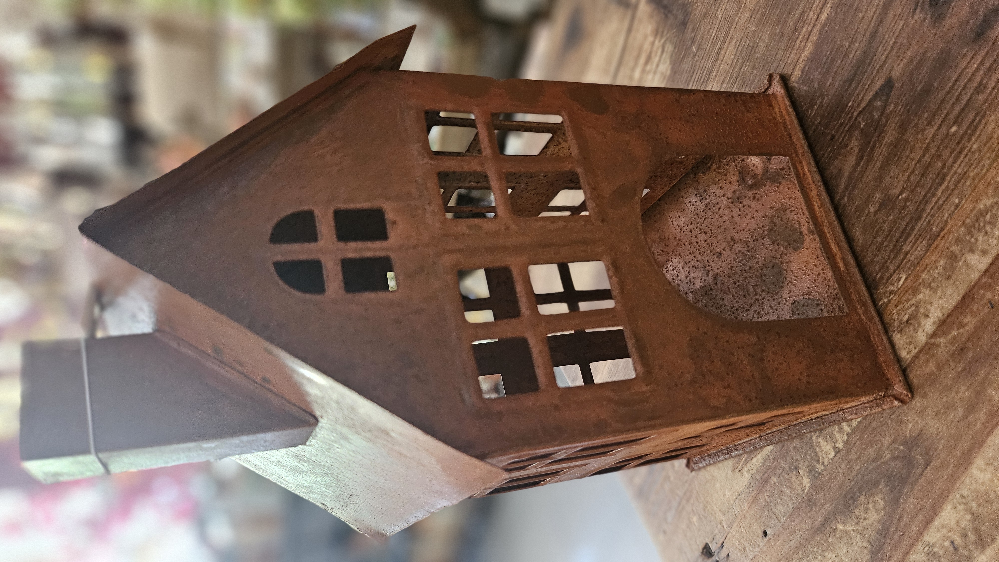 Domček1,hrdzavý na sviečku -20x10cm