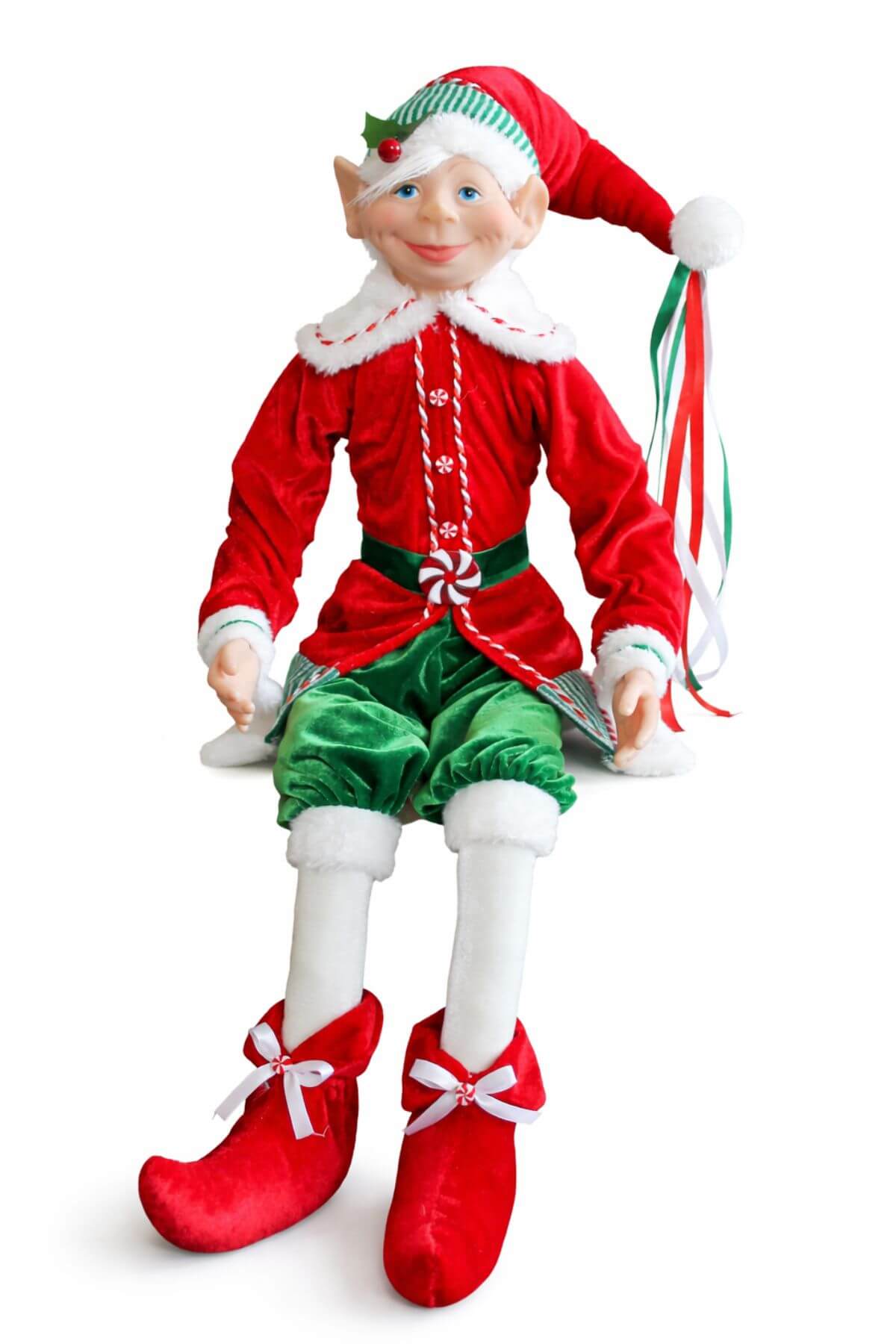 Červeno zelený vianočný škriatok 77 cm