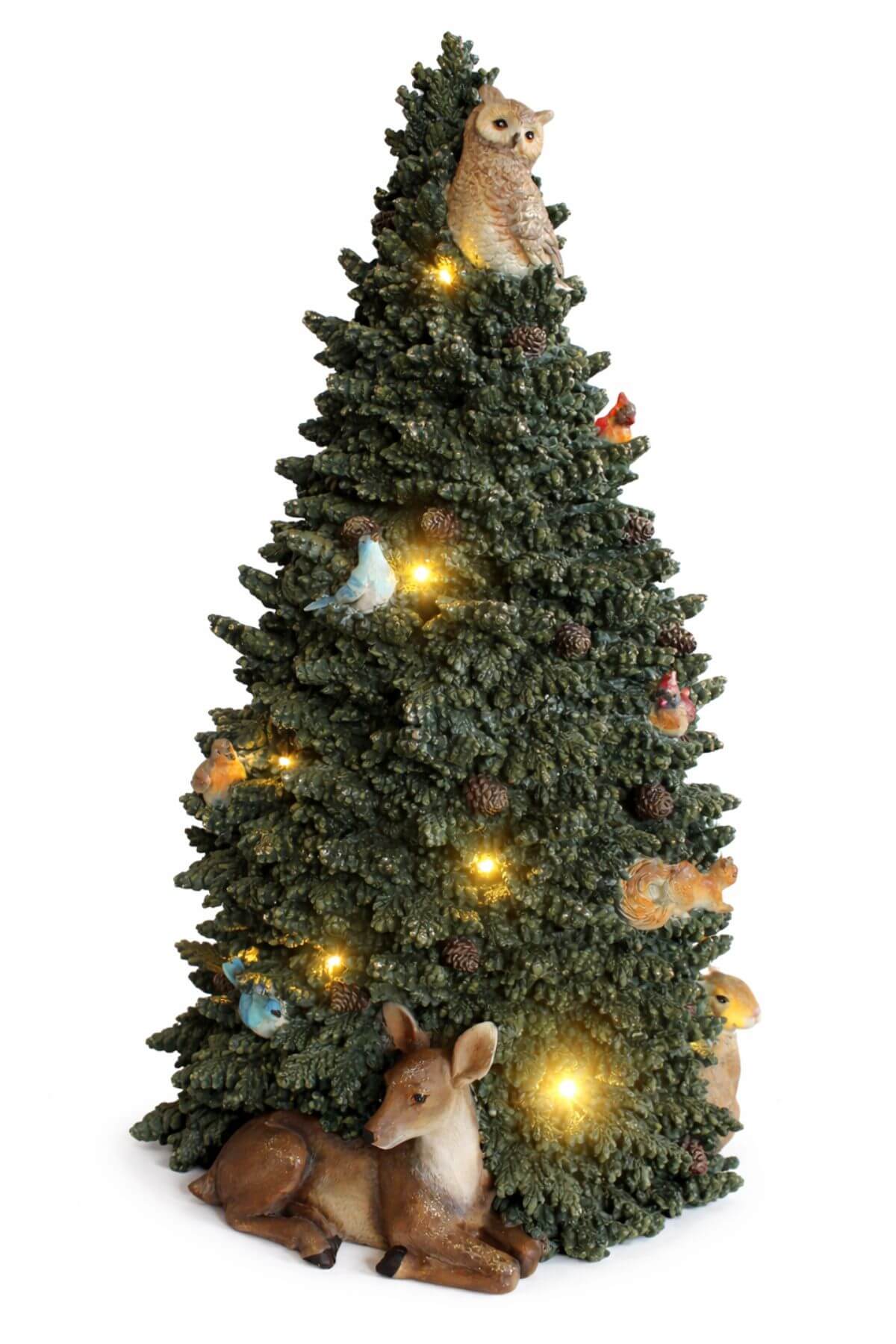Svietiaci LED vianočný stromček so zvieratami-50cm x 29cm