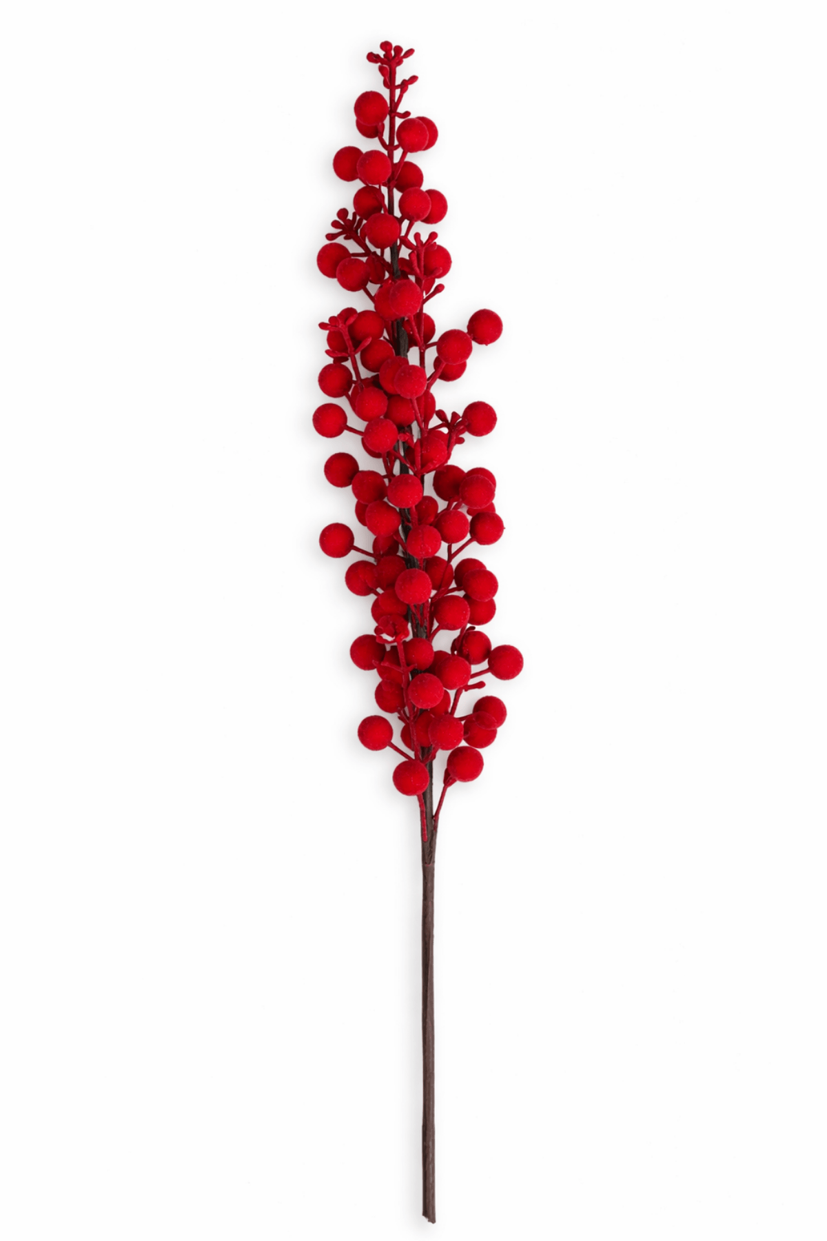 Červené zamatová vetvička s bobuľkami 71cm