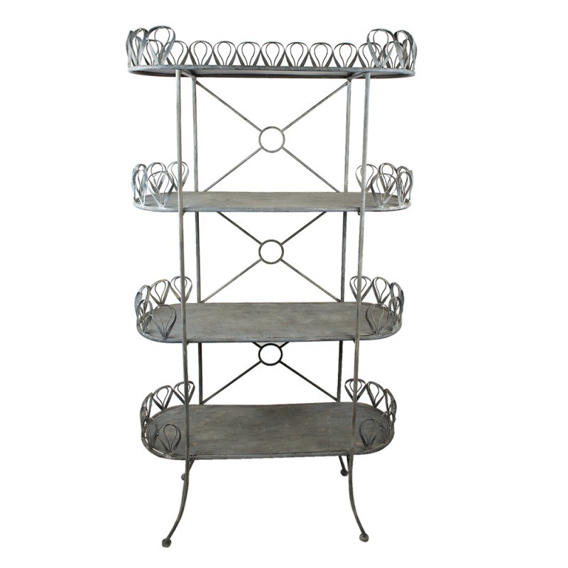 Sivý kovový retro stojan na kvety Storage rack - 91*36*168 cm