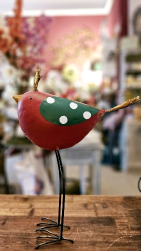 Vtáčik biela bodka, červeno zelený 42cm/29cm
