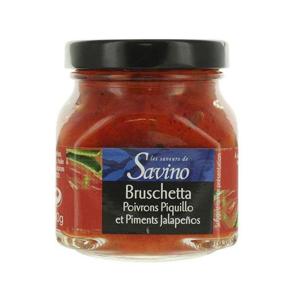 Savino Bruschetta salsa s papričkami piquillos a jalapeňos, FR, pohár 140g