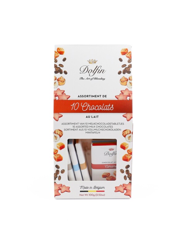 Dolfin – BOX Výber mliečnych 10 ks tabuliek o hmotnosti 10g, 5 príchutí, 100 g