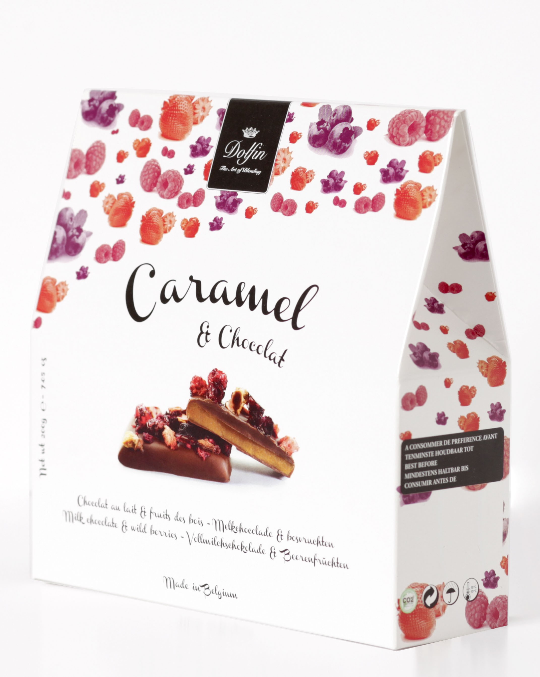 Dolfin – Caramel et Chocolat, milk chocolate & wild berries, 200g