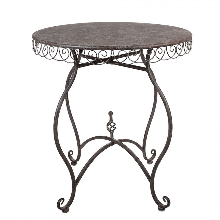 Hnedý antik kovový bistro stolík Frenchia - Ø 70*75 cm