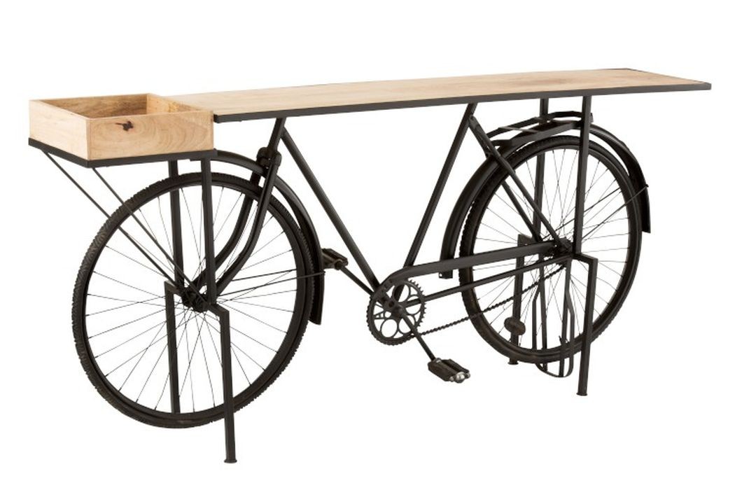 Čierny konzolový stolík retro koleso Bicycle - 190*36*84cm
