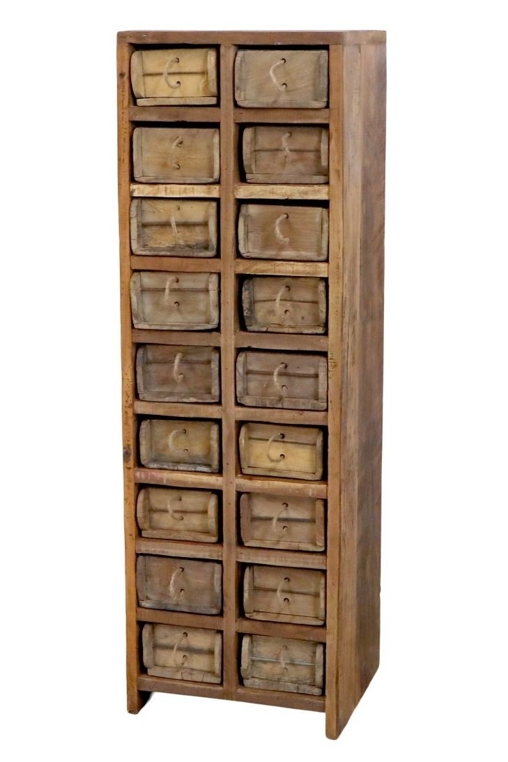 Retro drevená komoda s 18timi boxmi Grimaud Unique - 39*34*122cm
