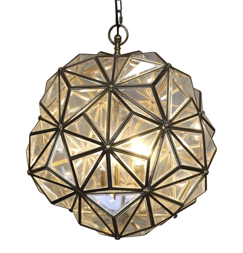 Mosadzno-sklenený antik luster Glassio - 43*51 cm/ E14/ 8W