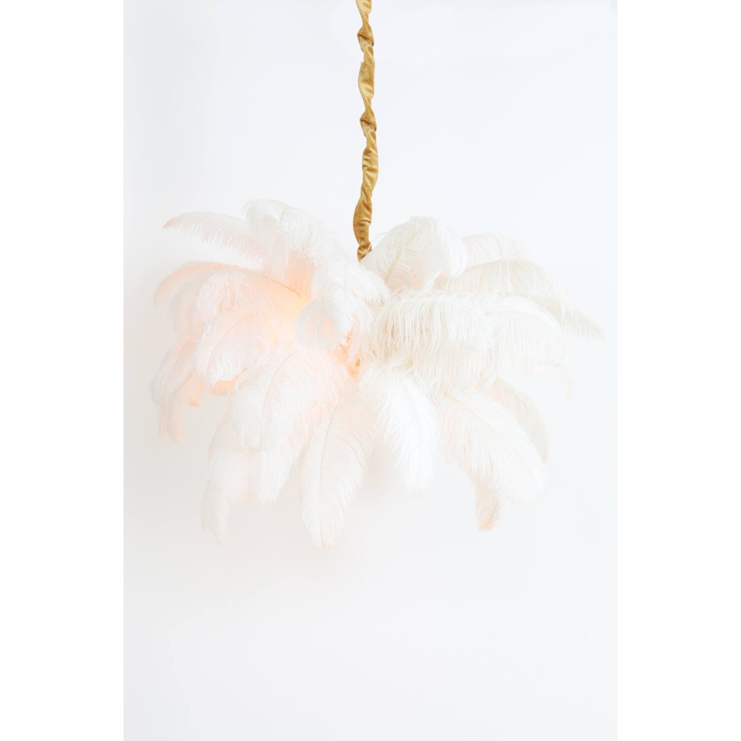 Dizajnové zlaté závesné svetlo s pierkami FEATHER - Ø 80 cm