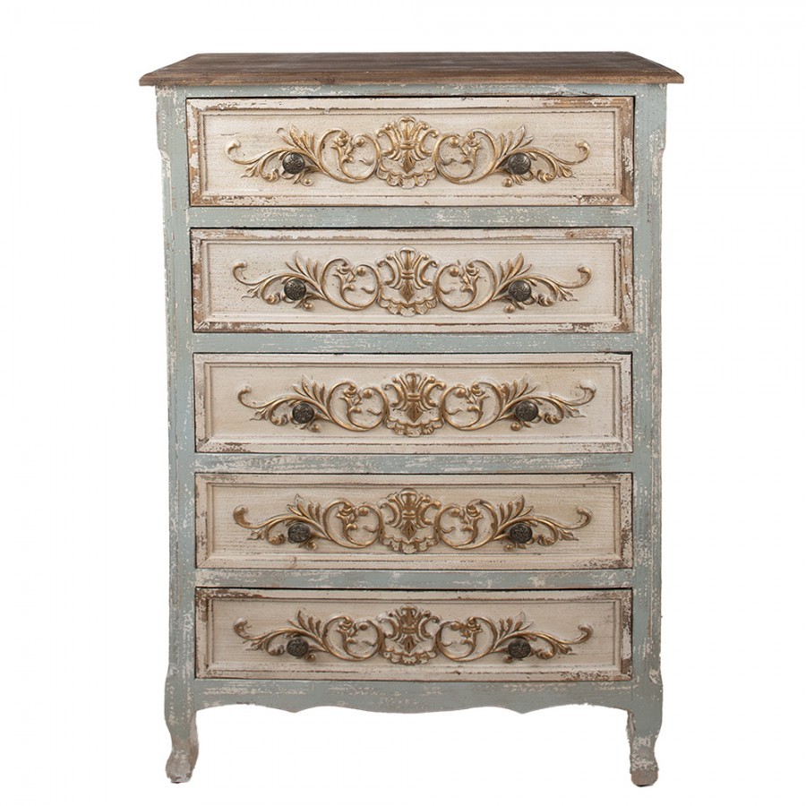 Drevená vintage komoda so šuplíkmi Monique - 79*37*120 cm